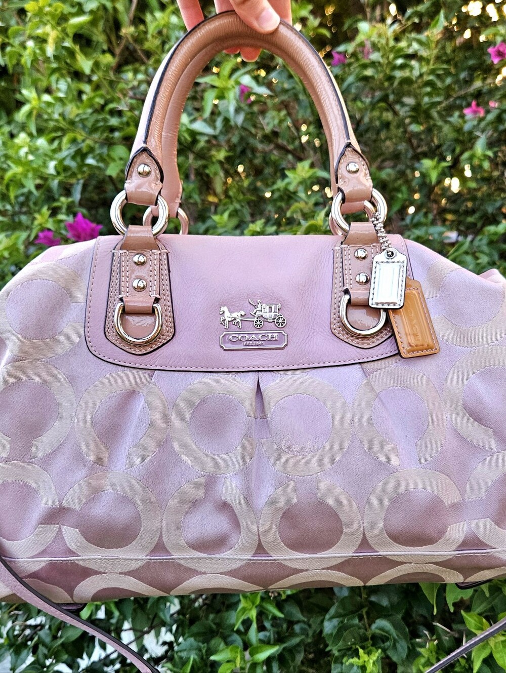 Coach Madison Op Art Large Sabrina 12943 Pink Satchel Shoulder Bag